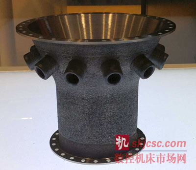 利用增（zēng）材製造和切削加（jiā）工製（zhì）造的加工（gōng）樣品（不鏽鋼渦輪機殼）。製造約耗時6個小時