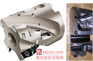 圖2:瓦爾特的玉米(mǐ)銑刀F2338-100080最大切深可達(dá)50mm,最大切(qiē)寬(kuān)達76mm,由此產生的金屬去除率最大可達340cm3/min,加工效率提升顯(xiǎn)著。 圖2:瓦爾特的玉米銑刀F2338-100080最大(dà)切深可達(dá)50mm,最大切寬達76mm,由此產生的金屬(shǔ)去除率(lǜ)最大可達340cm3/min,加工效率提升顯著(zhe)。