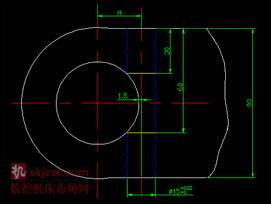 圖2 車橋銷孔交(jiāo)叉孔尺(chǐ)寸 圖2 車橋銷孔交叉孔尺寸