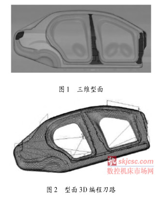 圖 1 三維型麵圖 2 型麵 3D 編程刀路 圖 1 三維型麵圖 2 型(xíng)麵 3D 編(biān)程刀路